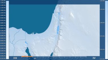 Animasyonlu gösterge - ham renk shader ile İsrail bölgede su buharı basıncı aya göre. Sterografik projeksiyon