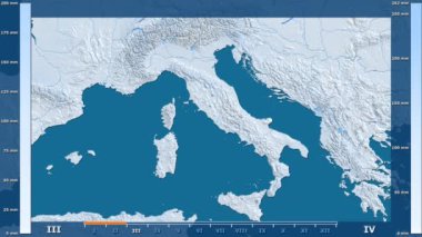 Animasyonlu gösterge - ham renk shader ile İtalya bölgede yağış aya göre. Sterografik projeksiyon