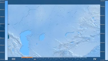 Rüzgar hızı animasyonlu gösterge - ham renk shader ile Kazakistan bölgede aya göre. Sterografik projeksiyon