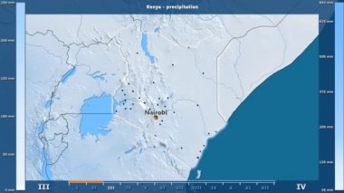 Animasyonlu efsanesi - İngilizce etiketleri ile Kenya alanında aylık Yağış: ülke ve sermaye adları, açıklama göster. Sterografik projeksiyon