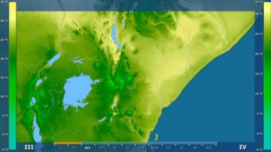 Animasyonlu efsanesi - ham renk shader ile Kenya alanında ortalama sıcaklık aya göre. Sterografik projeksiyon
