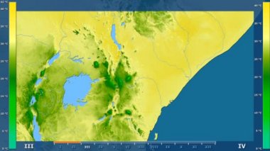 Animasyonlu efsanesi - ham renk shader ile Kenya alanında maksimum sıcaklık aya göre. Sterografik projeksiyon