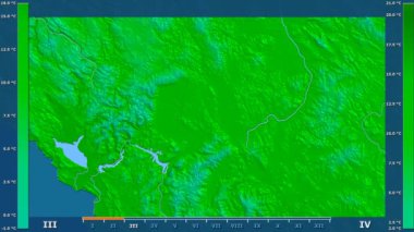 Animasyonlu efsanesi - ham renk shader ile Kosova bölgesinde maksimum sıcaklık aya göre. Sterografik projeksiyon