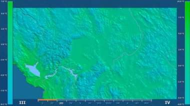 Animasyonlu efsanesi - ham renk shader ile Kosova alanında minimum sıcaklığı aya göre. Sterografik projeksiyon