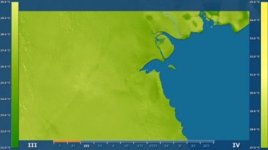 Animasyonlu efsanesi - ham renk shader ile Kuveyt alanında maksimum sıcaklık aya göre. Sterografik projeksiyon