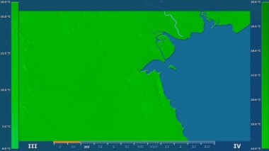 Animasyonlu efsanesi - ham renk shader ile Kuveyt alanında minimum sıcaklığı aya göre. Sterografik projeksiyon