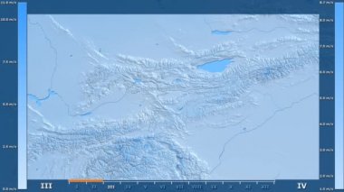 Rüzgar hızı animasyonlu efsanesi - ham renk shader ile Kırgızistan alan aya göre. Sterografik projeksiyon