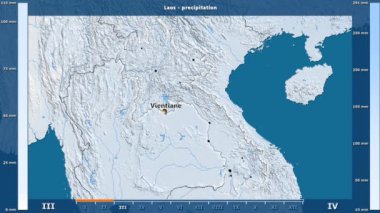 Laos alan animasyonlu efsanesi - İngilizce etiketleri ile aya göre Yağış: ülke ve sermaye adları, açıklama göster. Sterografik projeksiyon