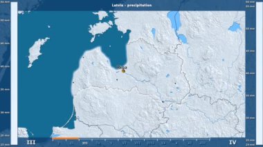Letonya alan animasyonlu efsanesi - İngilizce etiketleri ile aya göre Yağış: ülke ve sermaye adları, açıklama göster. Sterografik projeksiyon