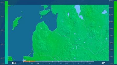 Animasyonlu efsanesi - ham renk shader ile Letonya alanında maksimum sıcaklık aya göre. Sterografik projeksiyon
