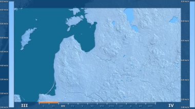 Rüzgar hızı animasyonlu efsanesi - ham renk shader ile Letonya alanında aya göre. Sterografik projeksiyon