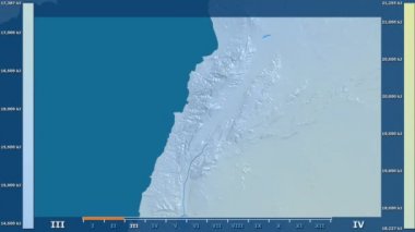 Animasyonlu efsanesi - ham renk shader ile Lübnan alanında güneş radyasyonu aya göre. Sterografik projeksiyon