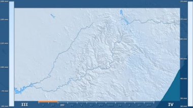 Lesotho alanda animasyonlu gösterge - ham renk shader ile yağış aya göre. Sterografik projeksiyon