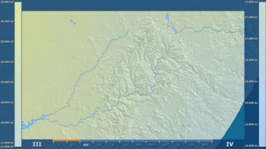 Lesotho alanda animasyonlu gösterge - ham renk shader ile güneş radyasyonu aya göre. Sterografik projeksiyon