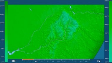 Lesotho alanda animasyonlu gösterge - ham renk shader ile minimum sıcaklığı aya göre. Sterografik projeksiyon