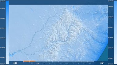 Lesotho alanda animasyonlu gösterge - ham renk shader ile su buharı basıncı aya göre. Sterografik projeksiyon
