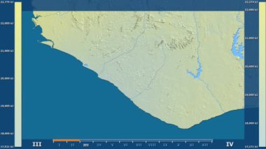 Liberya alanda animasyonlu gösterge - ham renk shader ile güneş radyasyonu aya göre. Sterografik projeksiyon