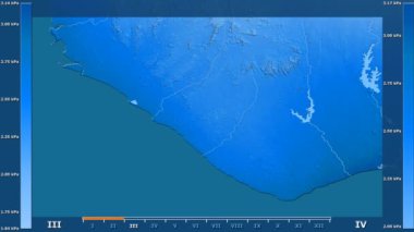 Liberya alanda animasyonlu gösterge - ham renk shader ile su buharı basıncı aya göre. Sterografik projeksiyon