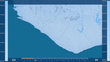 Rüzgar hızı Liberya alanda animasyonlu gösterge - ham renk shader ile aya göre. Sterografik projeksiyon