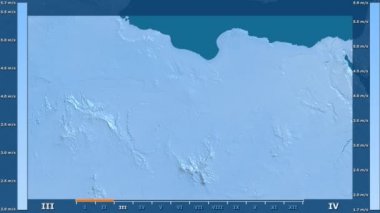 Rüzgar hızı animasyonlu efsanesi - ham renk shader ile Libya alanında aya göre. Sterografik projeksiyon