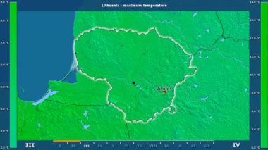 Animasyonlu efsanesi - İngilizce etiketleri ile Litvanya alan aya göre maksimum sıcaklık: ülke ve sermaye adları, açıklama göster. Sterografik projeksiyon