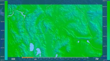 Animasyonlu efsanesi - ham renk shader ile Makedonya bölgesinde ortalama sıcaklık aya göre. Sterografik projeksiyon