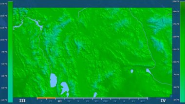 Animasyonlu efsanesi - ham renk shader ile Makedonya bölgesinde maksimum sıcaklık aya göre. Sterografik projeksiyon