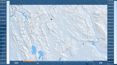 Animasyonlu efsanesi - parlayan şekli, idari sınırları, ana şehirler, sermaye ile Makedonya bölgesinde su buharı basıncı aya göre. Sterografik projeksiyon