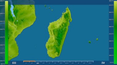 Madagaskar alanda animasyonlu gösterge - ham renk shader ile ortalama sıcaklık aya göre. Sterografik projeksiyon