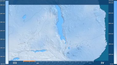Animasyonlu gösterge - ham renk shader ile Malavi bölgede yağış aya göre. Sterografik projeksiyon