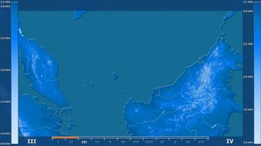 Animasyonlu gösterge - ham renk shader ile Malezya bölgede su buharı basıncı aya göre. Sterografik projeksiyon