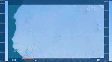 Rüzgar hızı animasyonlu efsanesi - ham renk shader ile Mali alanda aya göre. Sterografik projeksiyon