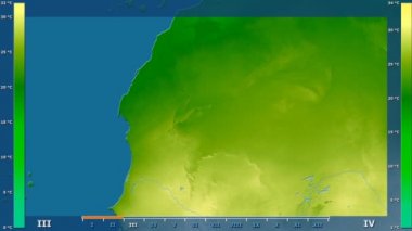 Aya göre ortalama sıcaklığında animasyonlu efsanesi - ham renk shader ile Moritanya Alan. Sterografik projeksiyon