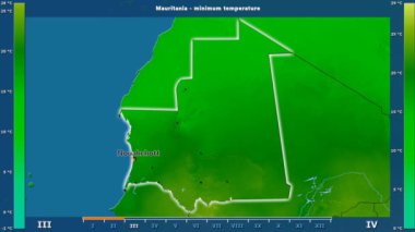 Animasyonlu efsanesi - İngilizce etiketleri ile Moritanya alan aya göre minimum sıcaklığı: ülke ve sermaye adları, açıklama göster. Sterografik projeksiyon