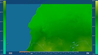 Animasyonlu efsanesi - ham renk shader ile Moritanya alanında minimum sıcaklığı aya göre. Sterografik projeksiyon