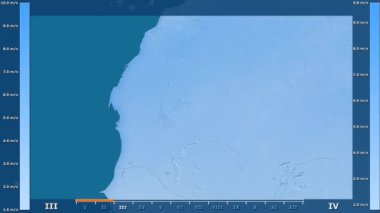 Rüzgar hızı animasyonlu efsanesi - ham renk shader ile Moritanya alan aya göre. Sterografik projeksiyon