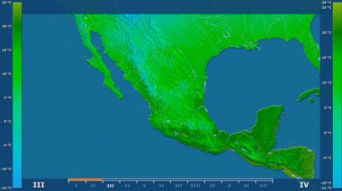 Animasyonlu efsanesi - ham renk shader ile Meksika alanında minimum sıcaklığı aya göre. Sterografik projeksiyon