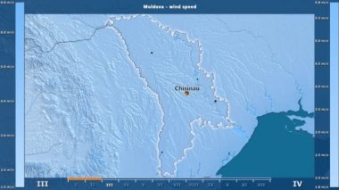 Rüzgar hızı aya göre animasyonlu efsanesi - İngilizce etiketleri ile Moldova alanında: ülke ve sermaye adları, açıklama göster. Sterografik projeksiyon