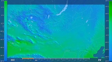 Animasyonlu efsanesi - ham renk shader ile Moğolistan alanında ortalama sıcaklık aya göre. Sterografik projeksiyon