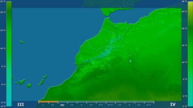 Animasyonlu efsanesi - ham renk shader ile Fas alanında ortalama sıcaklık aya göre. Sterografik projeksiyon