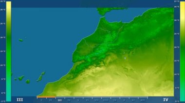 Animasyonlu efsanesi - ham renk shader ile Fas alanında maksimum sıcaklık aya göre. Sterografik projeksiyon