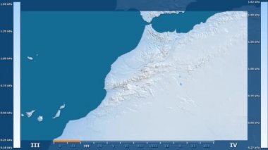Animasyonlu efsanesi - ham renk shader ile Fas bölgesinde su buharı basıncı aya göre. Sterografik projeksiyon