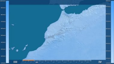 Rüzgar hızı animasyonlu efsanesi - ham renk shader ile Fas alanında aya göre. Sterografik projeksiyon