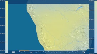 Animasyonlu efsanesi - ham renk shader ile Namibya alanında güneş radyasyonu aya göre. Sterografik projeksiyon