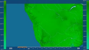 Animasyonlu efsanesi - ham renk shader ile Namibya alanında minimum sıcaklığı aya göre. Sterografik projeksiyon
