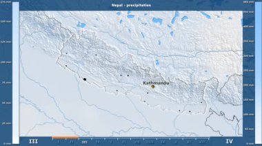Nepal alan animasyonlu efsanesi - İngilizce etiketleri ile aya göre Yağış: ülke ve sermaye adları, açıklama göster. Sterografik projeksiyon