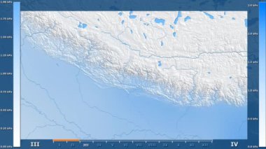 Nepal alan animasyonlu efsanesi - ham renk shader ile su buharı basıncı aya göre. Sterografik projeksiyon