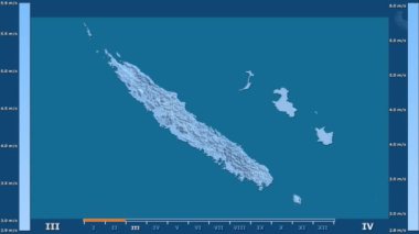 Yeni Kaledonya alanda animasyonlu gösterge - ham renk shader ile rüzgar hızı aya göre. Sterografik projeksiyon