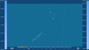 Rüzgar hızı animasyonlu efsanesi - ham renk shader ile Yeni Zelanda alanında aya göre. Sterografik projeksiyon