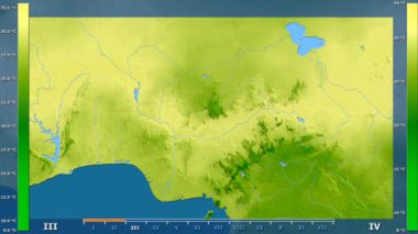 Nijerya alanda animasyonlu gösterge - ham renk shader ile ortalama sıcaklık aya göre. Sterografik projeksiyon